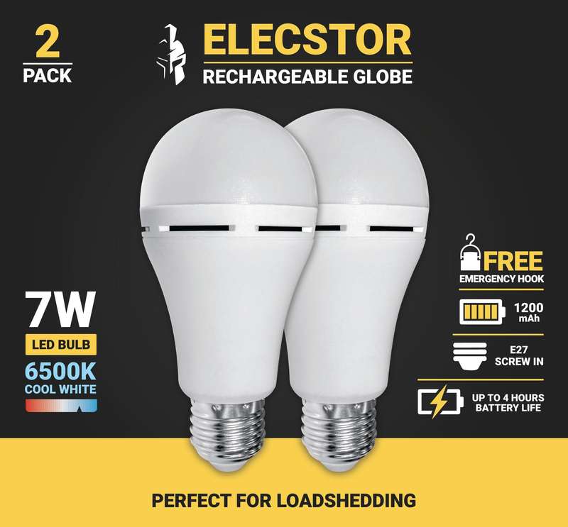 Elecstor E27 7 W Rechargeable Cool White 2 Pack