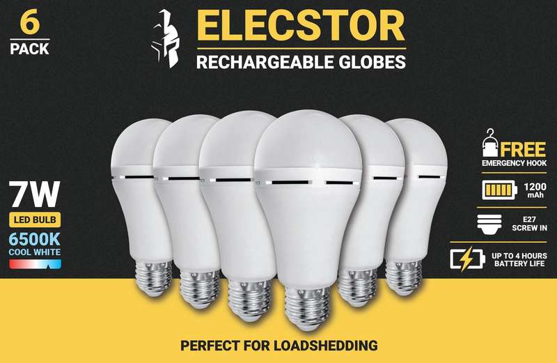 Elecstor E27 7 W Rechargeable Cool White 6 Pack