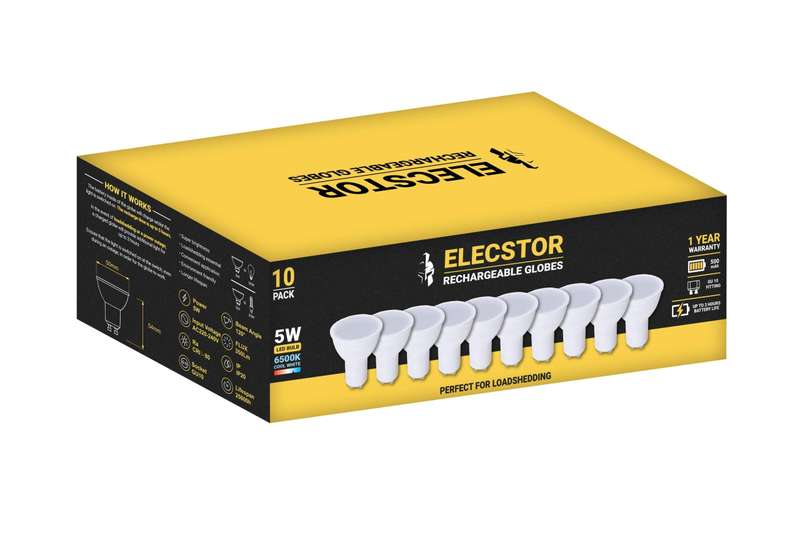 Elecstor Gu 10 5 W Rechargeable Cool White 10 Pack