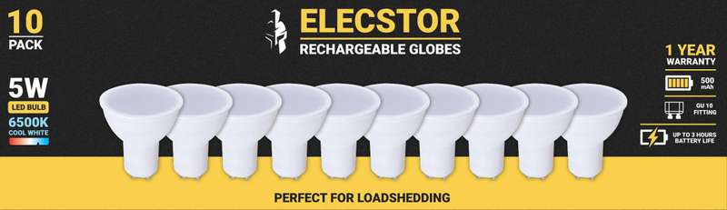 Elecstor Gu 10 5 W Rechargeable Cool White 10 Pack