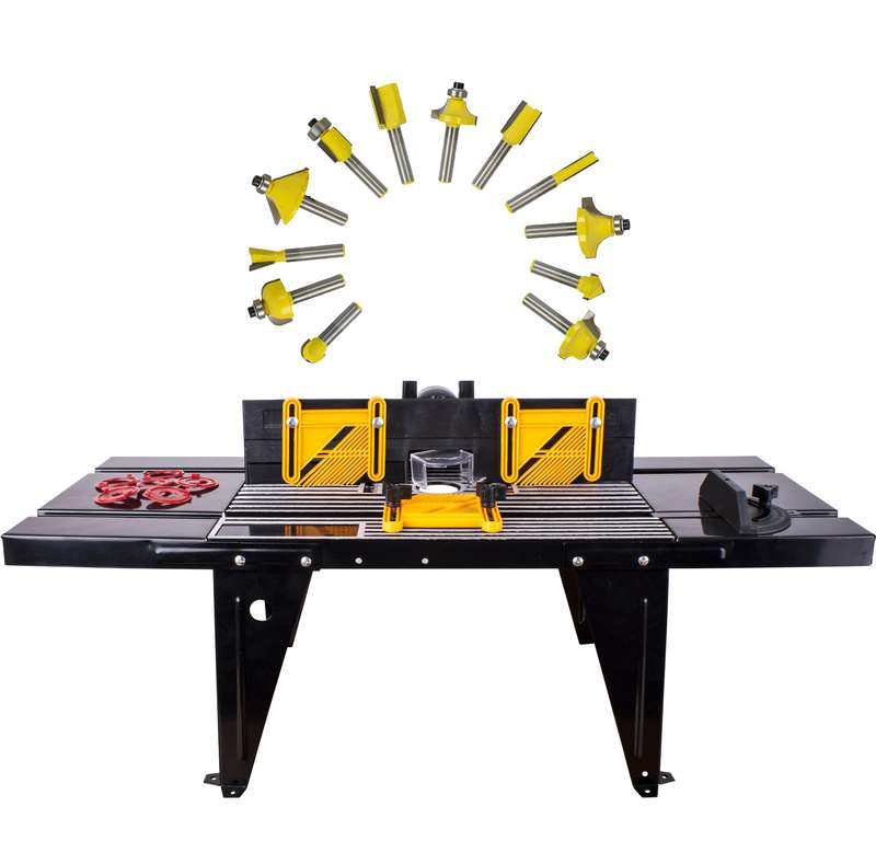 Router Table Rt001 C/W 12 Pc 1/4 Shank Router Bit Set Dy012 B Ag