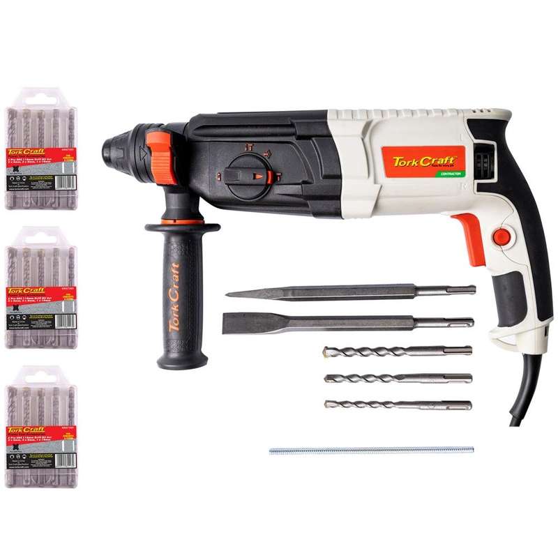 Rotary Hammer 800 W Sds Tcrh0800 C/W 5 Pc Sds Drill Bit Set X 3 Nr07305