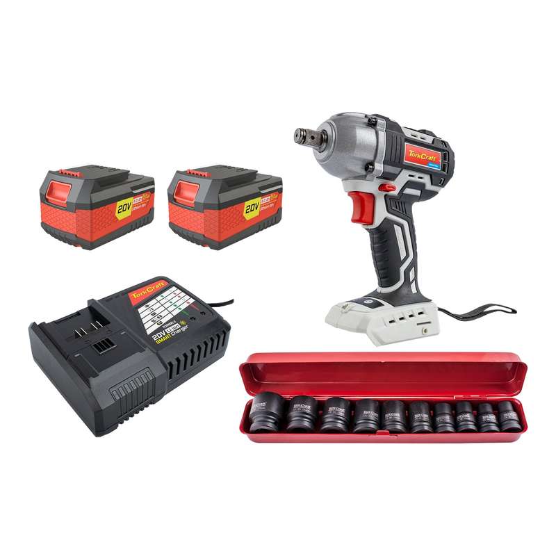 Imp. Wrench 450 Nm 2 X 4.0 Ah Bat Smart Charger 10 Pc Imp Socket Set