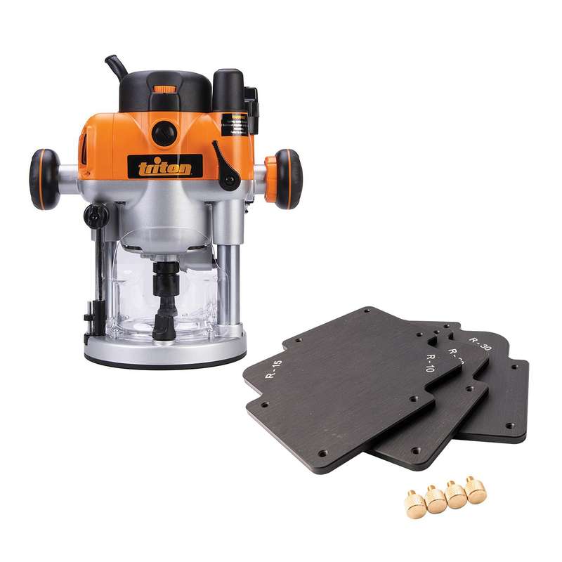 Plunge Router 2400 W 1/2'& 1/4'collet 230 V & 3 Pc Rad Gauge Set Ptaf001