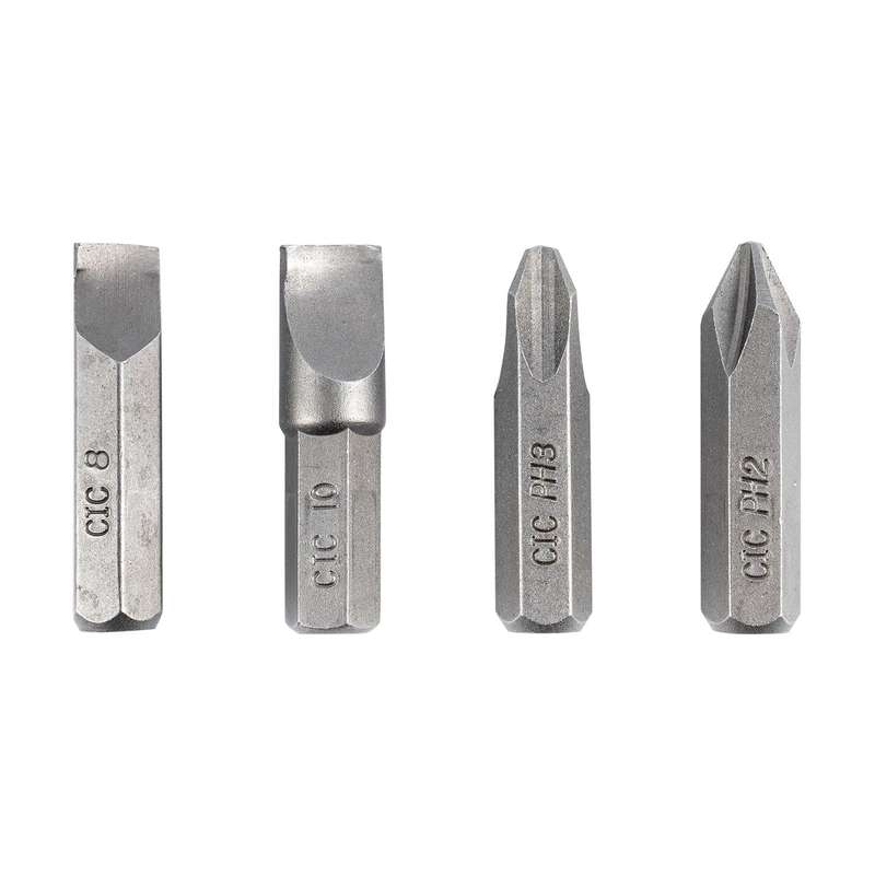 Impact Driver Insert Bits 4 Pc 5/16' Ph2/Ph3/Sl8 Mm/Sl10 Mm