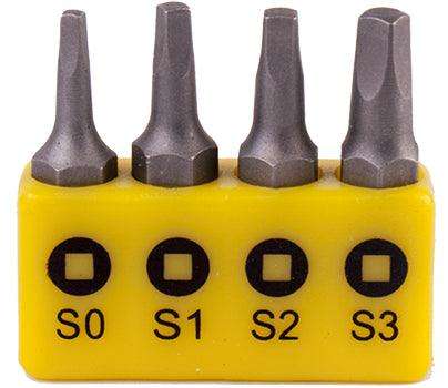 Screwdriver Bit Set Square Recess 4 Pce 25 Mm Sq0.1.2.3