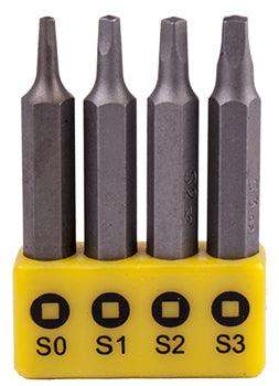 Screwdriver Bit Set Square Recess 4 Pce 50 Mm Sq0.1.2.3