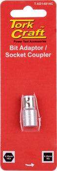 Socket Adaptor Coupler 1/4'f Sq X 1/4'f Hex Carded