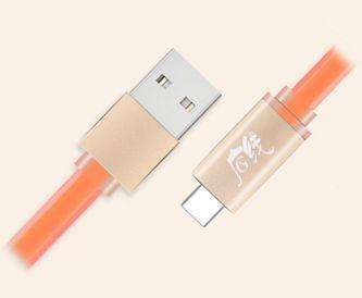 Lead Usb A To Usb C Flat, Data Orange 1 M 170384