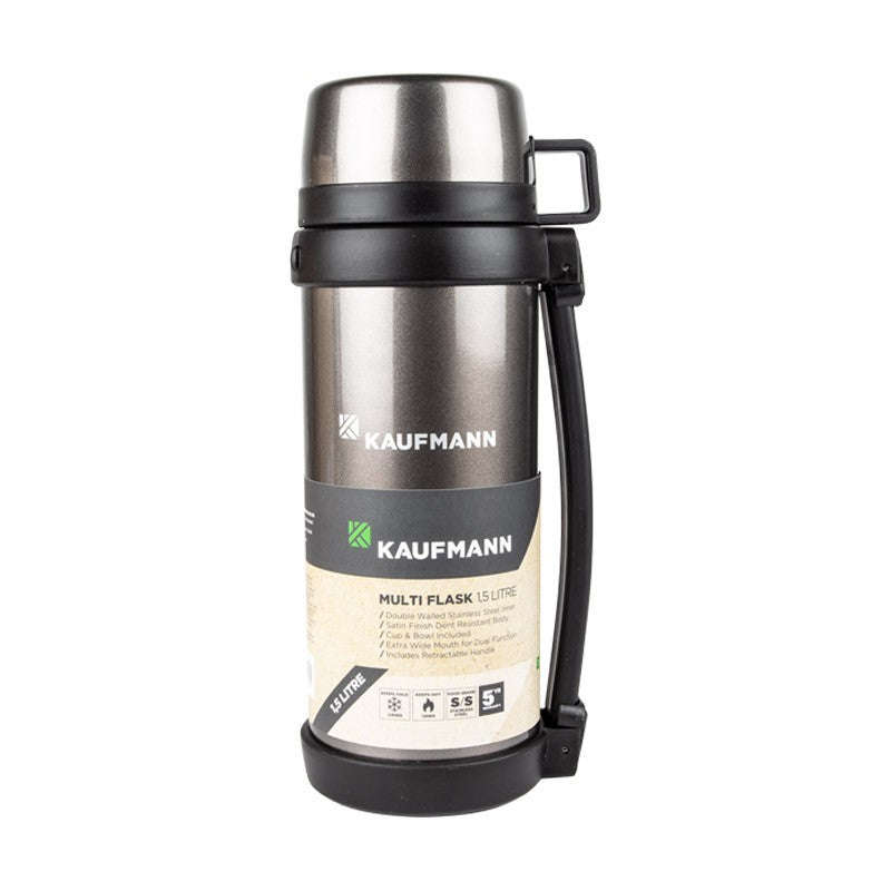 Kaufmann Flask + Handle S/Steel Gry 1.5 L