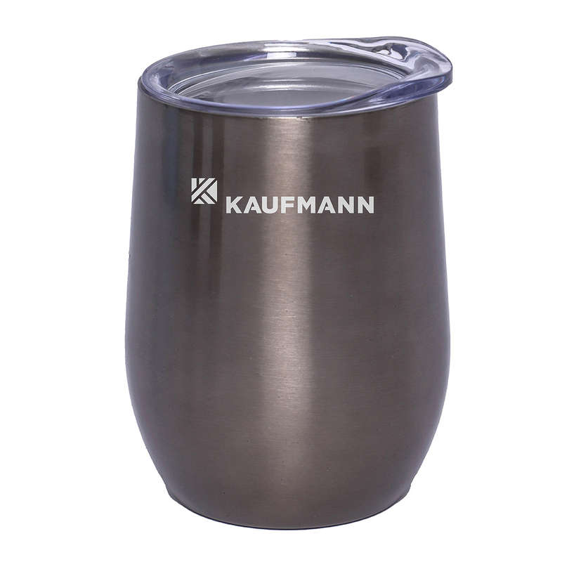 Kaufmann Tumbler Wine Dbl Wall With Lid Gry 350 Ml