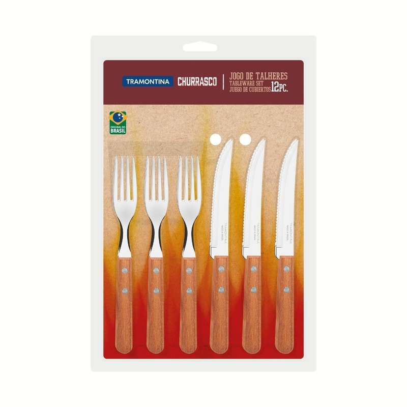 Tramontina Cutlery Braai Set Natur Wood 12 Pc Bp