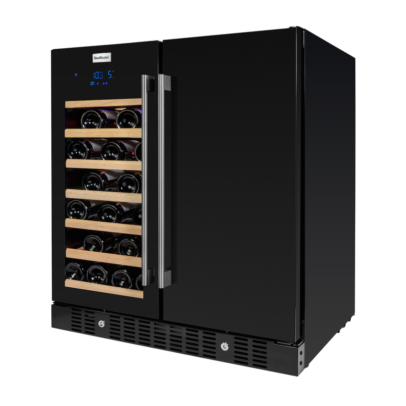SnoMaster - 34 Bottle + 95L Pro Series Double Door Wine/Beverage Cooler - Black (VT-19DPRO(BLACK))