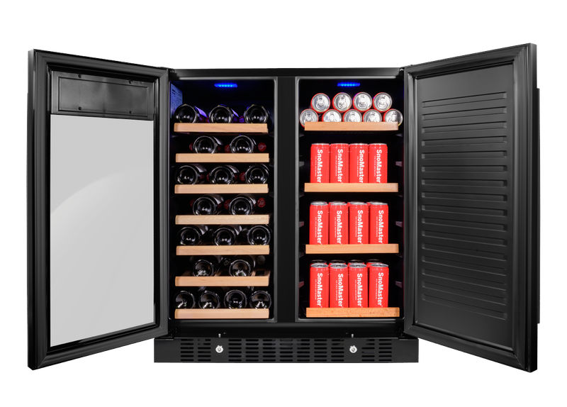 SnoMaster - 34 Bottle + 95L Pro Series Double Door Wine/Beverage Cooler - Black (VT-19DPRO(BLACK))