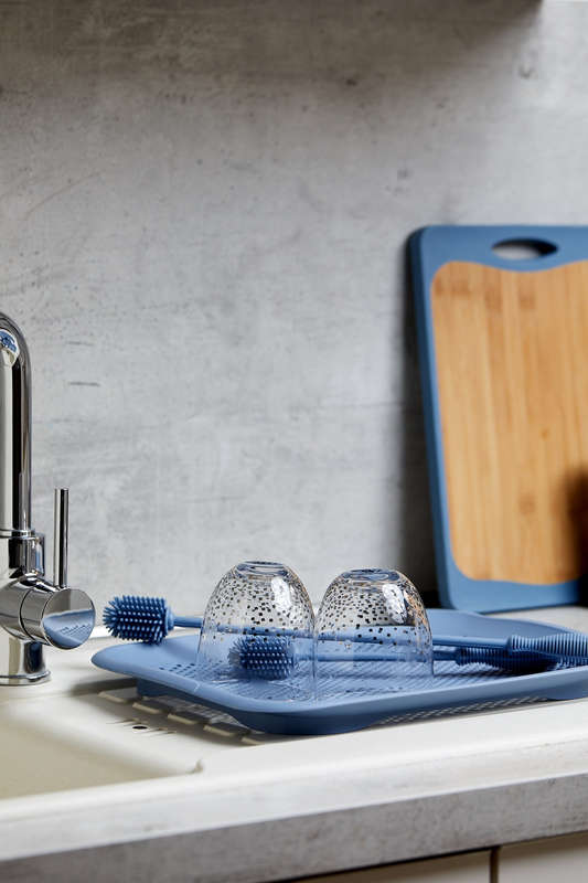 Washing Up & Bottle Brush Silicone 25cm Blue