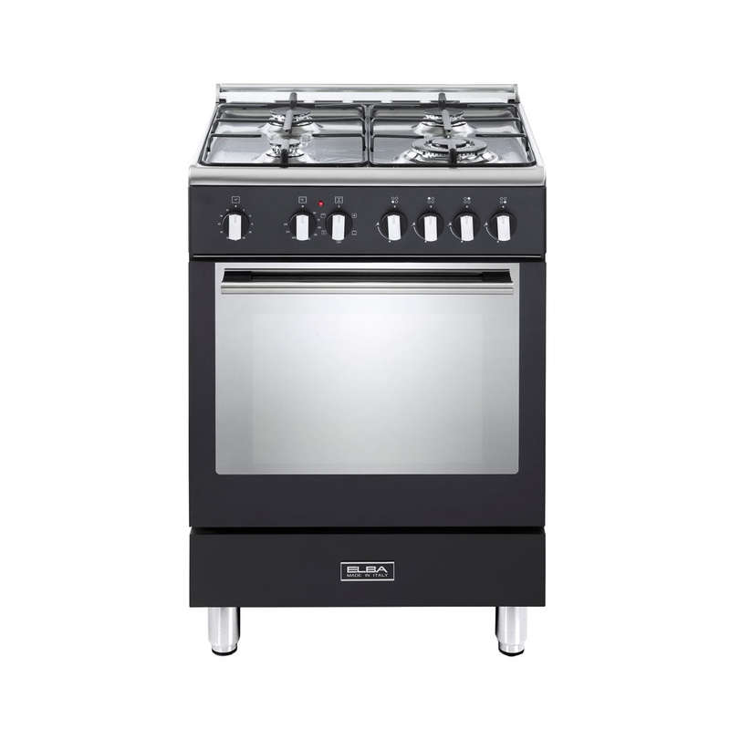 Elba Fusion 60 Cm 4 Burner Gas Cooker With Electricoven Black