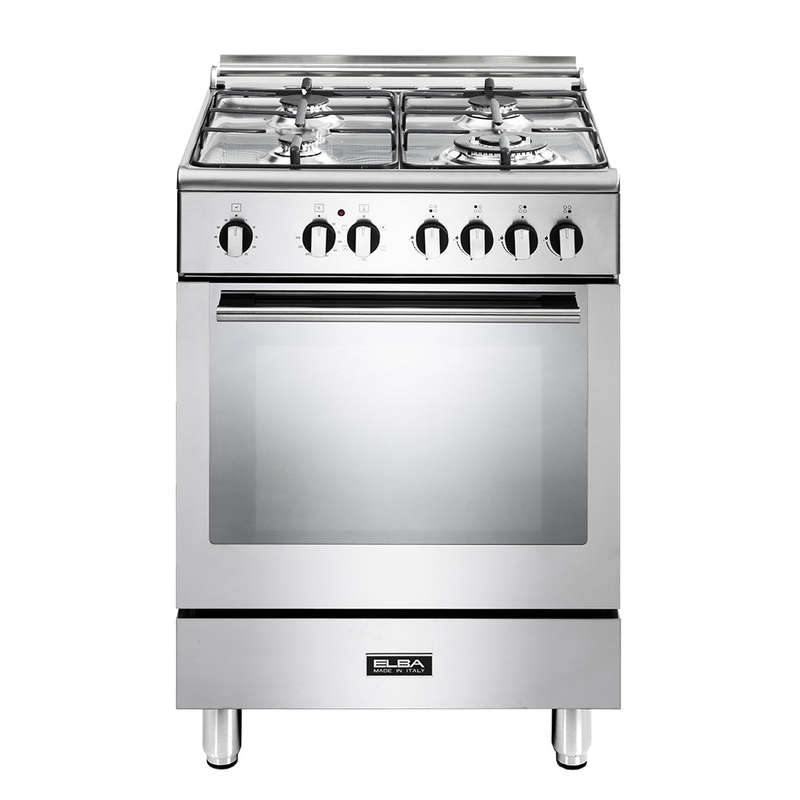 Elba Fusion 60 Cm 4 Burner Gas Cooker With Electric Oven Stainless Steel