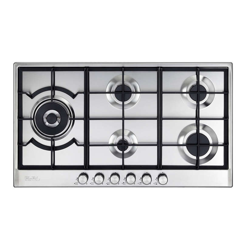 Elba Elio 90 Cm 5 Burner Gas Hob With Side Wok Burn