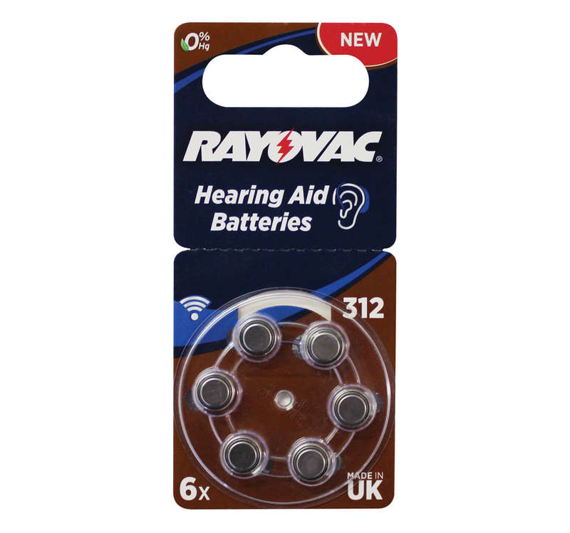 Rayovac Size 312 Hearing Aid Batteries (6 Pack)
