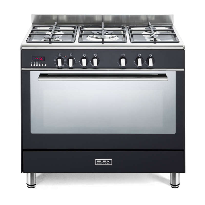 Elba Fusion 90 Cm 5 Burner Gas Cooker With Electric Blk