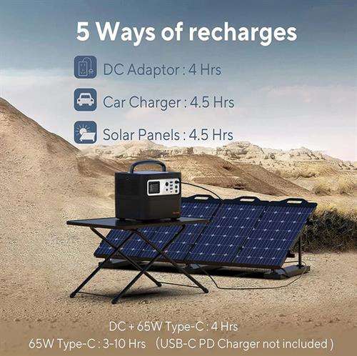Solarix Tigfox 500W Portable Power Station  Pure Sine Wave Rated Power 500 Watts