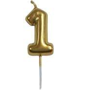 Casey 10cm Gold Numerical Birthday Candle Nr.1 Retail