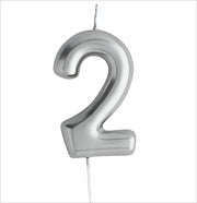 Casey 10cm Silver Numerical Birthday Candle Nr.2 Retail