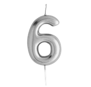 Casey 10cm Silver Numerical Birthday Candle Nr.6 Retail