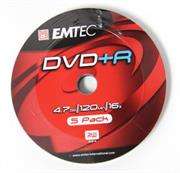 Emtec DVD+R 16X Speed 5pk Non-Printable, , No Warranty
