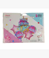 Casey 5pc Pink and Blue Themed Birthday Balloon Set Retail