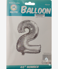 Casey 102cm Silver Balloon Number 2