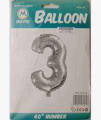 Casey 102cm Silver Balloon Number.3 Retail Packaging No