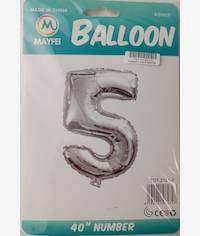 Casey 102cm Silver Balloon Number.5 Retail Packaging No