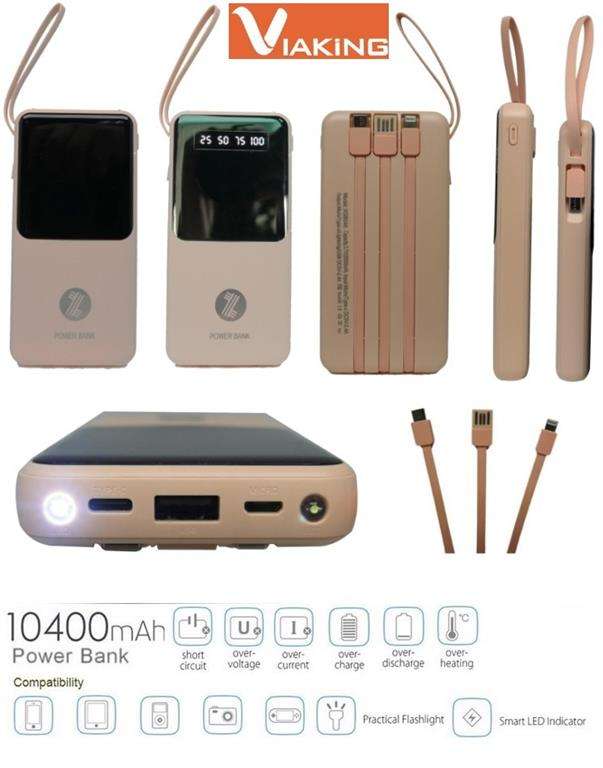 Viaking Power Bank 10000 mAh Capacity- Colour Light Pink,
