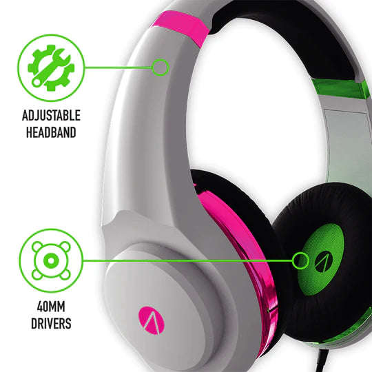 Metallic Multiformat Stereo Gaming Headset - Pink & Green - Neon