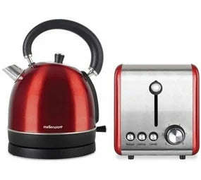MELLERWARE Pack 2 Piece Set Stainless Steel Red Kettle And Toaster "Crimson"
