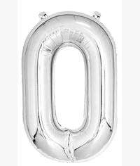 Casey 102cm Silver Balloon Number 0
