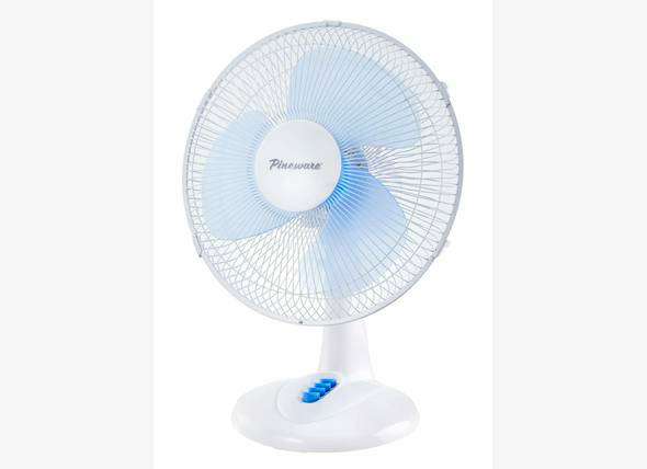 Pineware 30cm White Plastic Desktop Fan