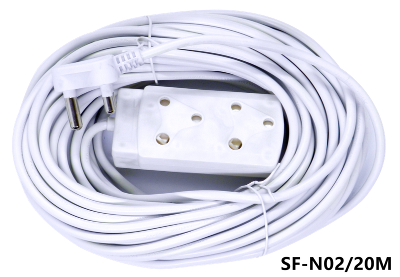 20m Multi Plug Coupler Extension Cord Lead With Dual 3 Pin Sockets