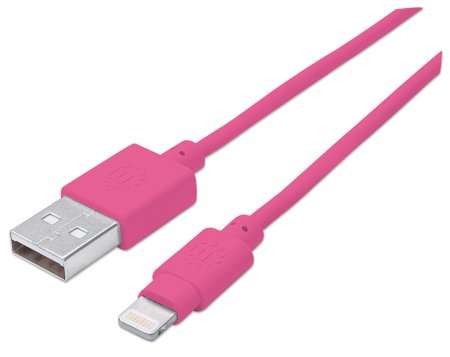 Manhattan iLynk Lightning Cable Type A Male to 8 Pin Male, 1 m (3 ft.), Pink