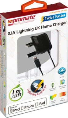 Promate ChargMateLT-UK Multifunction Lightning Home charger for iPad, iPhone and iPod, UK Standard