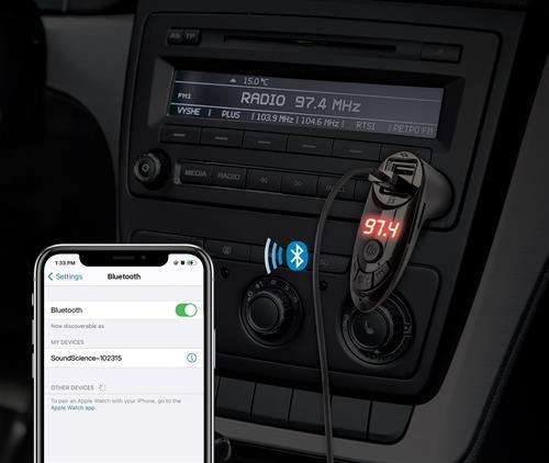 Manhattan Sound Science Bluetooth FM Transmitter with 2-Port Car Charger