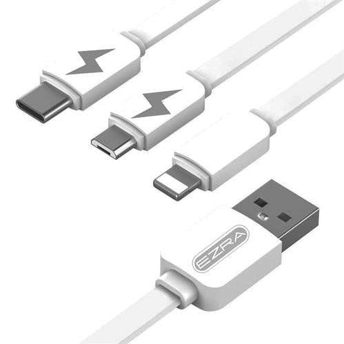 Ezra 3 in 1 Charging data Cable with Ligtning, Micro USB and Type-C