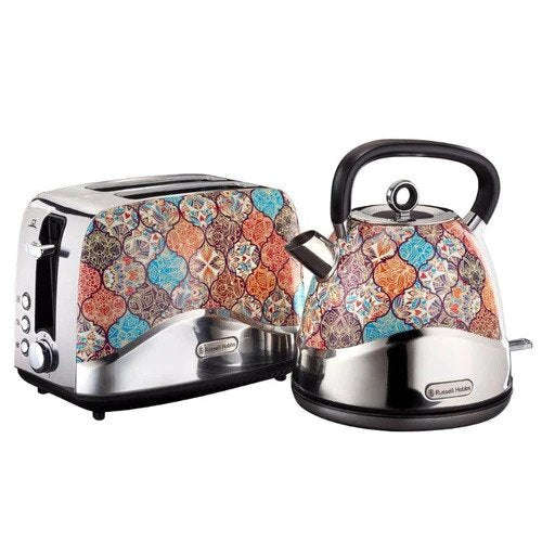 Russell Hobbs Moroccan Kettle & Toaster Breakfast Pack - Mosaic Print