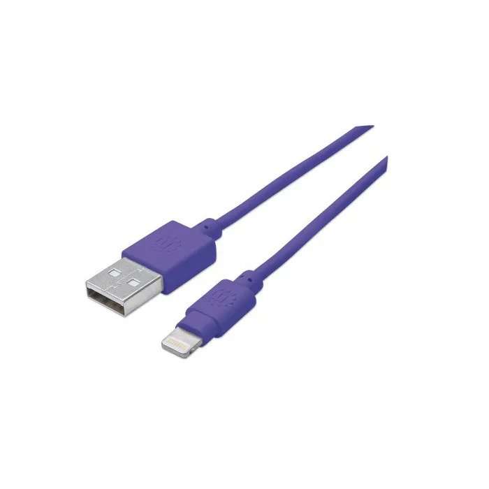 Manhattan iLynk Lightning Cable Type A Male to 8 Pin Male, 1 m (3 ft.), Purple