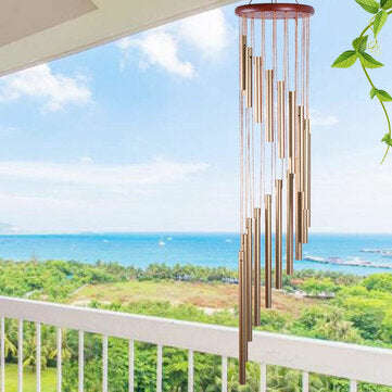 Scrub Aluminum Alloy Gold Tubes Wind Chime for Living Room Garden Yard Party