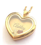 FL19 - Personalized Name Floating Locket Necklace, in silver or ... - Silver Tone Plain Heart Locket