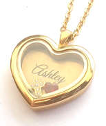 FL19 - Personalized Name Floating Locket Necklace, in silver or ... - Silver Tone Plain Heart Locket