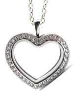 FL5 - Floating Locket Heart Necklace, High Quality Silver Stainless Steel with Chain