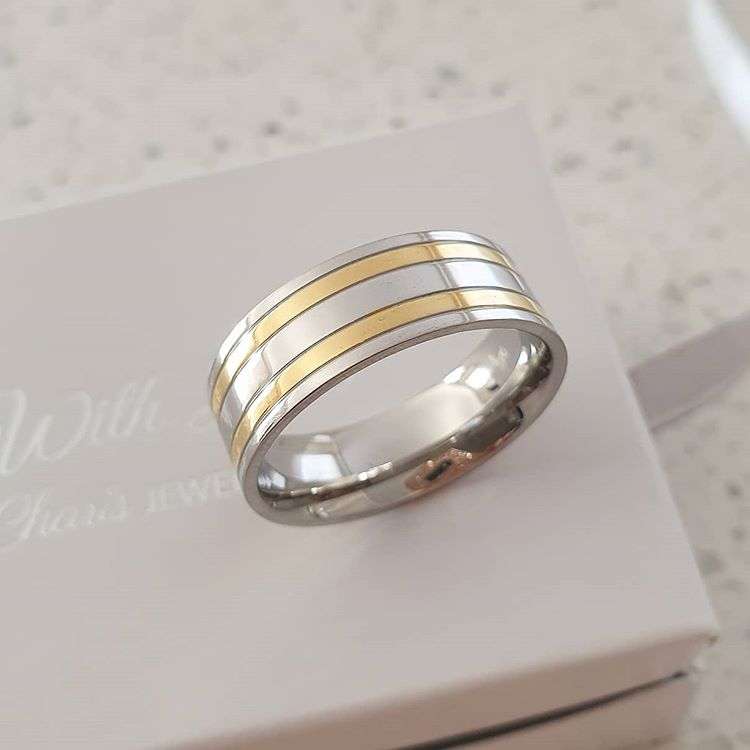 Jordan Men's High Polished Gold and Silver Stainless Steel Ring - Size 10